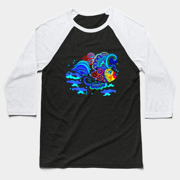 Fantastic fish with Celtic ornament Baseball T-Shirt by Artist Natalja Cernecka